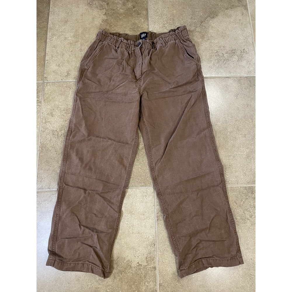 Gap Women's Sz L Wide-Leg Khakis Brown Relaxed Pants Cotton Blend